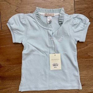 TBBC Little Miss Prim & Proper Polo - Buckhead Blue with White Stork 2T